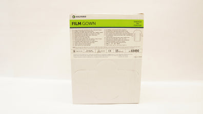 Halyard 69490 Film Gown Blue Universal Size, Thumb Hooks (x) - Box of 15